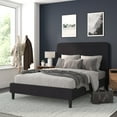 thumbnail image 2 of Flash Furniture Addison Charcoal Queen Fabric Upholstered Platform Bed - Headboard with Rounded Edges - No Box Spring or Foundation Needed, 2 of 11