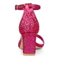 thumbnail image 2 of BLISSFUL STEP Women's Shoes Glitter Ankle Strap Block Heel Prom Sandals Hot Pink 8.5, 2 of 7