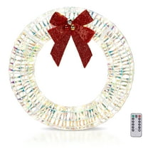 Ktaxon 24in Christmas Wreath Christmas Decoration Lighted Holiday Decor 100 Lights LED