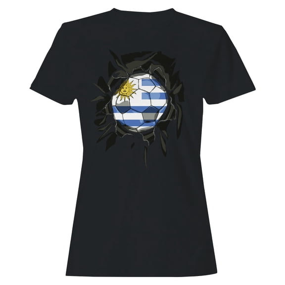 Uruguay Soccer Breakout Women's Black T-shirt