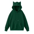 thumbnail image 4 of Stichou Womens Cat Ear Hoodies Crew Neck Long Sleeve Kawaii Anime Print Hooded Sweater Cute Top Hoodies Pullover Dark Green M, 4 of 5