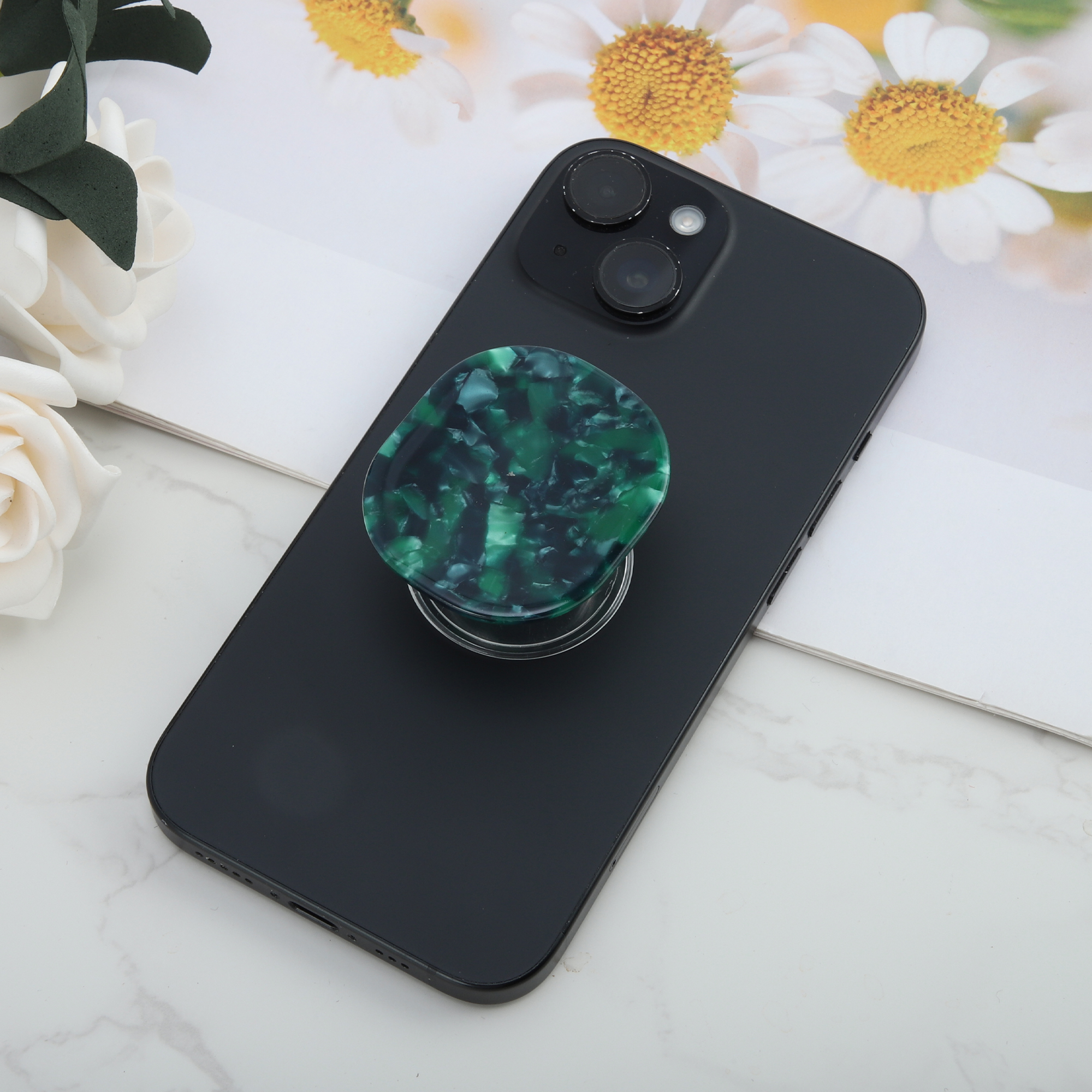 Unique Bargains Rendered Cube Phone Grip 1 Pc Dark Green