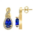 thumbnail image 5 of 0.35 Carat 8x6MM Pear Created Tanzanite and Diamond Swirl Earrings In 10k Yellow Gold, 5 of 6