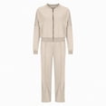 thumbnail image 6 of Mifsaly Womens Sweatsuits 2 Piece Outfit Zip Up Cropped Bomber Jacket and Wide Leg Sweatpants Fall Winter Y2K Street Workout Lounge Matching Outfits, 6 of 7
