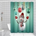 thumbnail image 2 of Merry Christmas Shower Curtain with Hooks Cute Snowman Colorful Xmas Balls Ribbon Design Print Winter Holiday New Year Bathroom Decorative Shower Curtain, 72x84 Inch, 2 of 6