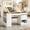 Oak+White, variant on Advwin Adjustable Drafting Table with Storage & Power Outlet, Tiltable Drawing Desk with 4 Drawers, Removable Shelves, Craft Desk for Painting, Sewing, Home, Studio, Office & Hobby Room, Walnut+White
