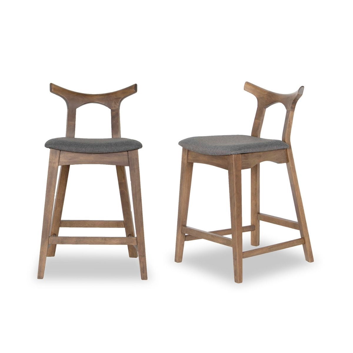 Euroco Set of 2 Dining Chairs,Tall Bar Stools with Backrest and Footrest for Kitchen Living Room,Grey