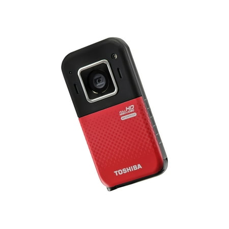 Toshiba CAMILEO BW20 - Camcorder - 1080p - 5.0 MP - flash card - underwater up to 16ft - black/red