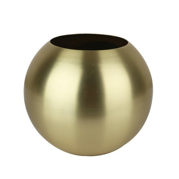 LOLIPPYY Decorative Gold Vase Metal Flowerpot Spherical Design for Table and Office Decoration