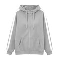 thumbnail image 6 of Gsakboxl Hoodie Women Autumn Winter Color Block Drop Shoulder High Collar Hooded Cardigan, Loose Trendy Casual Open Front Sweatshirt, 6 of 6