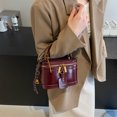 thumbnail image 5 of Retro PU Leather Bucket Bag for Women Zipper Closure Small Crossbody Handbags with Pendant Shoulder Tote Handbag Casual Shopper Handbag for Work & Daily Use (Wine Red), 5 of 10