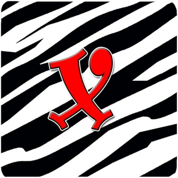 Monogram - Zebra Red Foam Coasters, Initial Letter x - Set 4, 3.5 x 3.5 In.