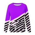 thumbnail image 4 of Cmfcve Sweatshirt for Women Striped Contrast Casual Tunic Tops Crew Neck Long Sleeve Pocket Loose Pullover, 4 of 6