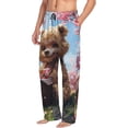 thumbnail image 6 of Susaid Romantic Floral Bear Print Mens Pajama Pants Set Sleep & Lounge Pants, PJ Bottoms with Pockets and Button Fly-Small, 6 of 6