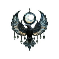 Crescent Moon Raven Acrylic Suncatcher, 2026 New Spirit Birds Hummingbird, Cute Birdsun Catchers Indoor Window Christmas Decoration, Sun Catcher Panel Decor for Bird Lovers