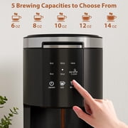 WAA 2 in 1 Single Serve Coffee Maker,Cup/Ground Coffee, 6-14 Oz, 40oz Tank, Auto Clean, Black