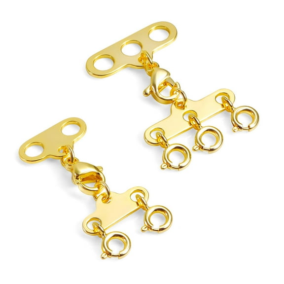 Alexcraft Necklace Layering Clasps - 14K Gold Plated Necklace Separator for Layering - Necklace Connectors for Multiple Necklaces
