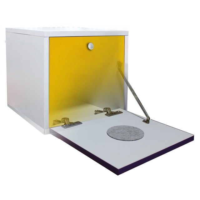 Buro Flotante Recamara Mdf Luz Led Ensamblado Amarillo