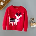 thumbnail image 2 of Zwiiyzr Toddler Baby Boy Girl Christmas Sweater Pullover Reindeer Snowman Sweatshirts Knit Tops for 2-7 Years Red, 2 of 7