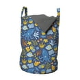 thumbnail image 1 of Nautical Laundry Bag, Composition of Octopus Fish and Corals Marine Wildlife Illustration in Blue Shades, Basket with Handles Drawstring Closure for Laundromats, 13" x 19", Multicolor, by Ambesonne, 1 of 4