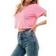 thumbnail image 6 of Women's Boxy Crop Top Round Neck Short Sleeve Casual 100% Cotton Cropped Tee T-Shirt (X-Lage, Pink), 6 of 7