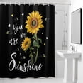 thumbnail image 4 of Sunflower Leaves Fabric Shower Curtain Spring Floral Black Washable Shower Curtains for Bathroom, Waterproof Bath Curtain with Hooks Home Decor 72x84in, 4 of 8