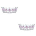 thumbnail image 1 of mmirethe Exquisite Craft And Delicate Pattern Rhinestone For Wedding Or Bridal Electroplated Tiaras Silver + pink 2Set, 1 of 6