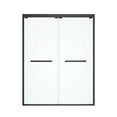 thumbnail image 4 of 60"W x 76"H Double Sliding Shower Doors, Framed Glass Doors with Towel Bars Long Handles and Top and bottom guiderails, Bathroom Water Guards Doors in Black Finish, Clear, 4 of 7