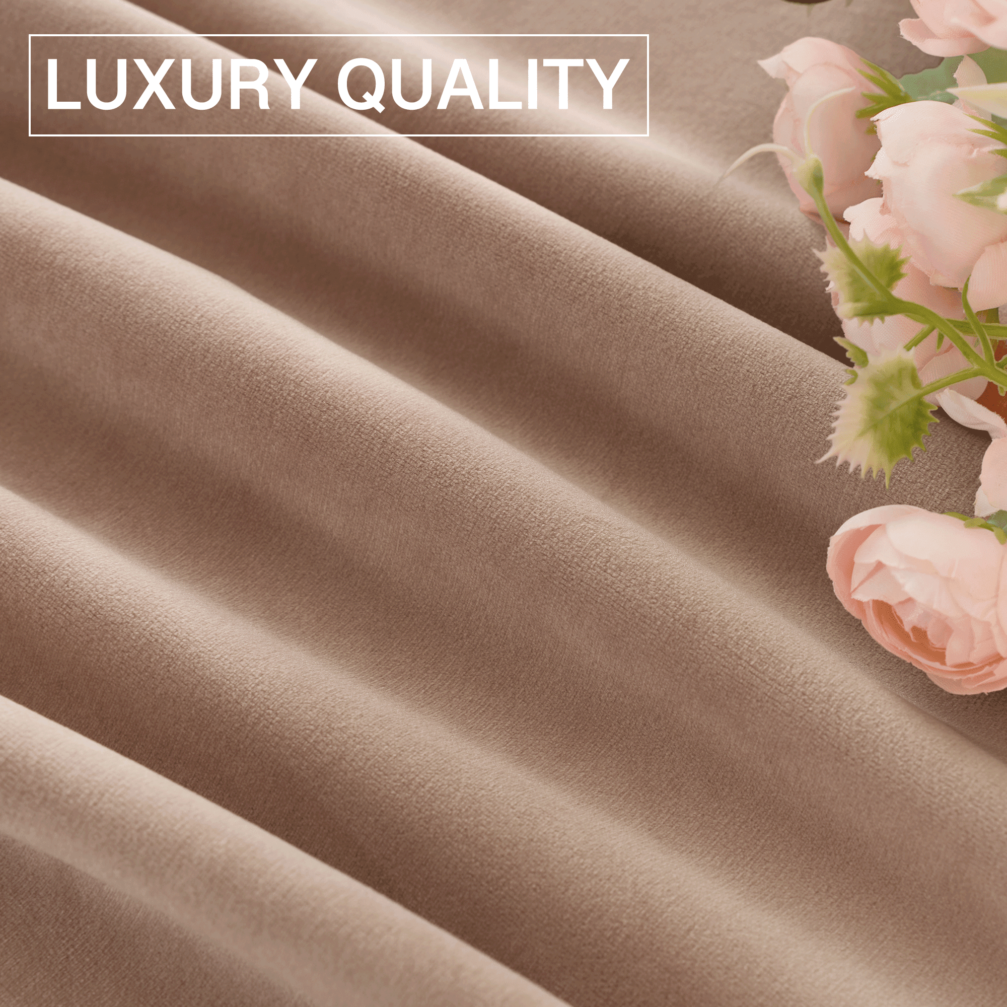 StangH Velvet Curtains for Sliding Door - 108 inches Long Velvet Drapes Light Blocking Curtains for Nursery/Dining Room, Blush Beige, 52 x 108 inches, 2 Panels
