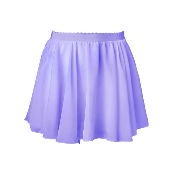 YONGHS Girl's Ballet Wrap Skirts Basic Circular Chiffon Dance Pull-On Skirt Ballerina Gymnastic Dancewear Light Purple 1-6