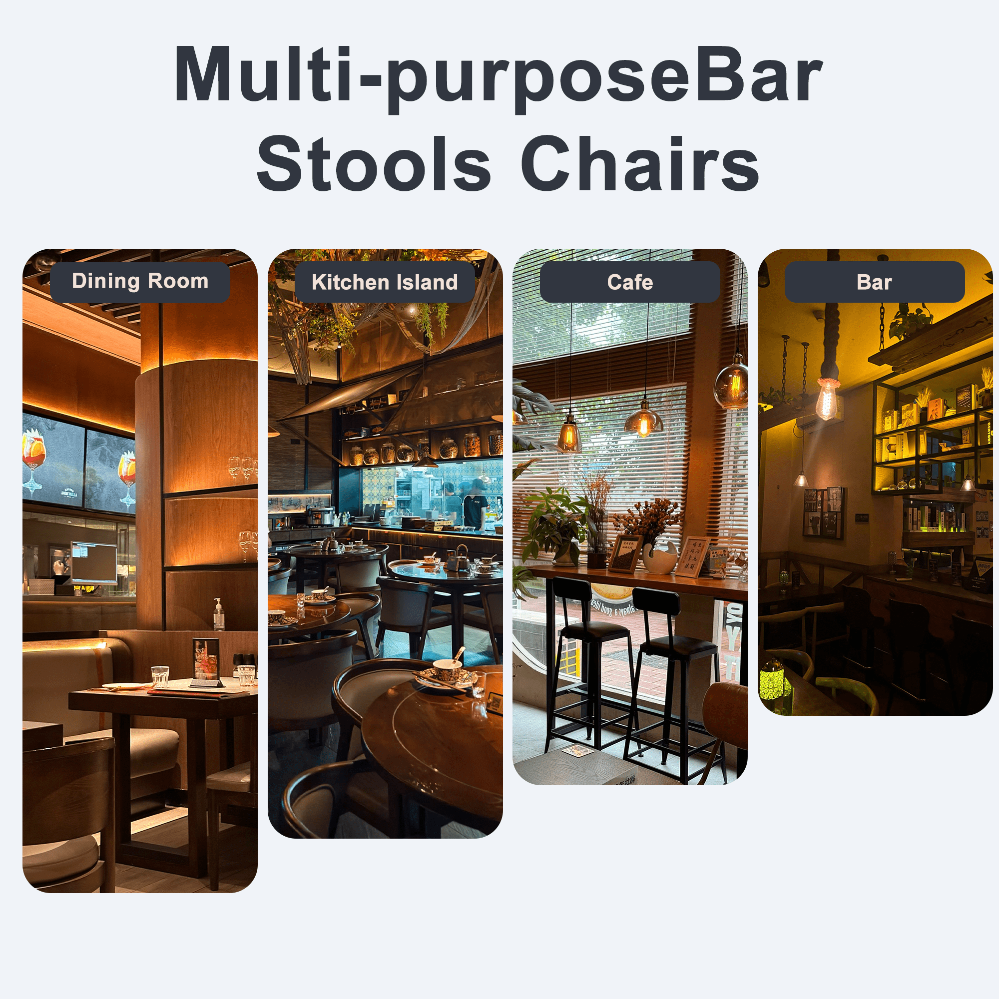 ENYLAY Adjustable Swivel Bar Stools Set of 4, Modern Faux Leather Counter Height Bar Chairs with Mid Back & Footrest for Kitchen Island Home Bar Pub, Black