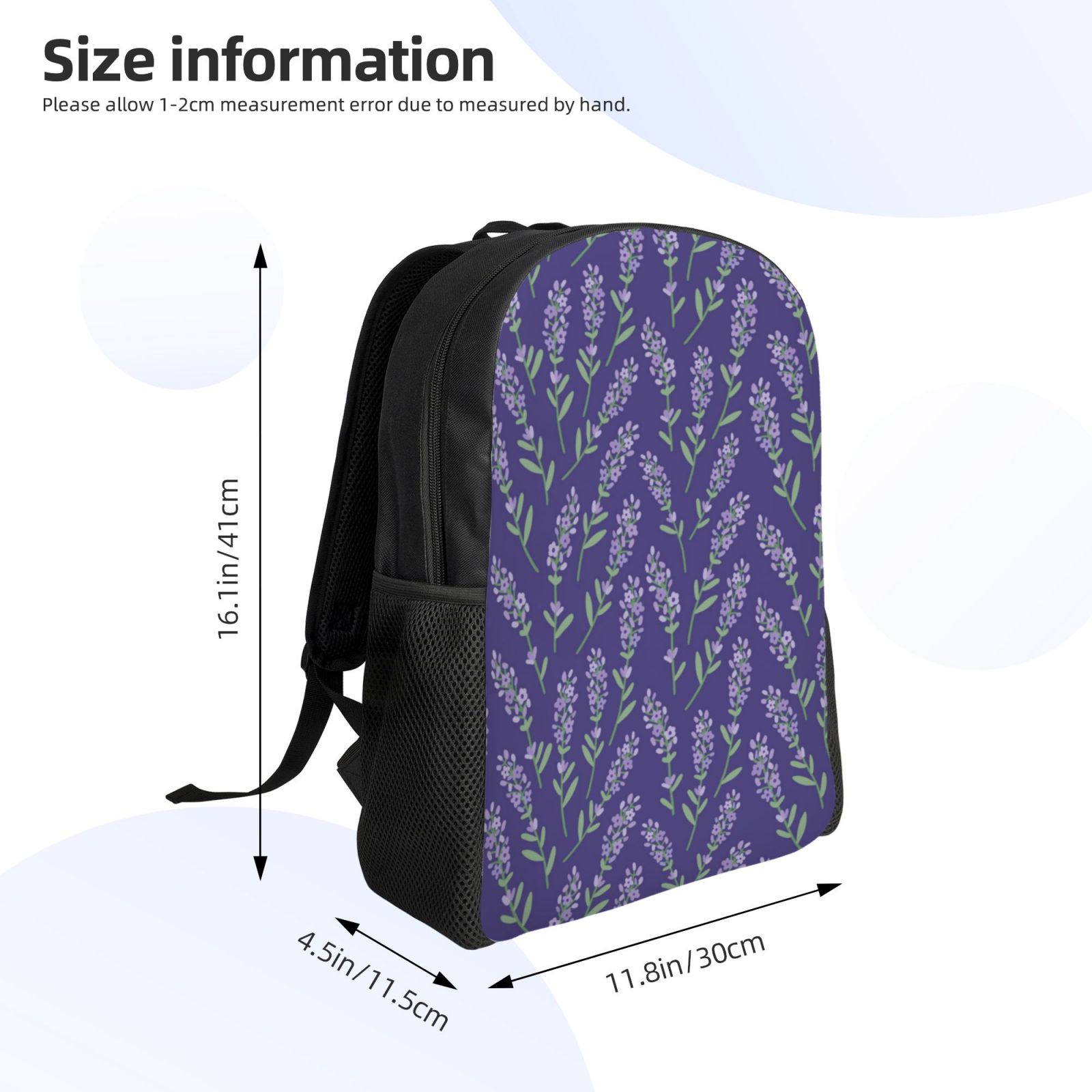 Xecao Lavender Flowers Print School Backpack with Laptop Compartment Small Travel Laptop Backpack for Women Men Waterproof College Backpack Simple School Bag