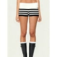 thumbnail image 5 of Women Foldover Striped Knit Micro Shorts Fold Over Elastic Waist Slim Fit Mini Bottom Y2k Lounge Sweater Shorts, 5 of 6