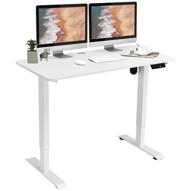 Patiojoy Electric Height Adjustable Mobile Standing Desk Home Office Stand Up Computer Workstation White