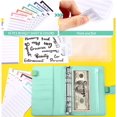 thumbnail image 4 of PU Leather Notebook Binder Budget Planner Organizer 6 Ring Binder Cover, 8 Pieces Binder Pockets, 12 Pieces Expense Budget Sheets and 26 Categories Letter Sticker Label (Green,Small,Cursive), 4 of 7