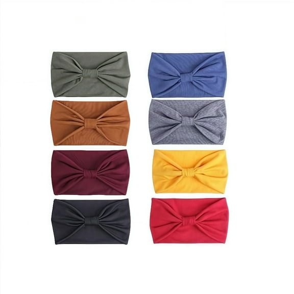 Women's Sweat-Wicking Headbands 8 Pack - Non-Slip Wide Elastic Sport Bands for Workout, Yoga & Daily Use