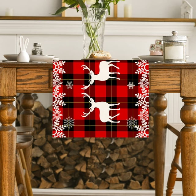 Camino de mesa de comedor navideño, tapetes decorativos para mesa de comedor
