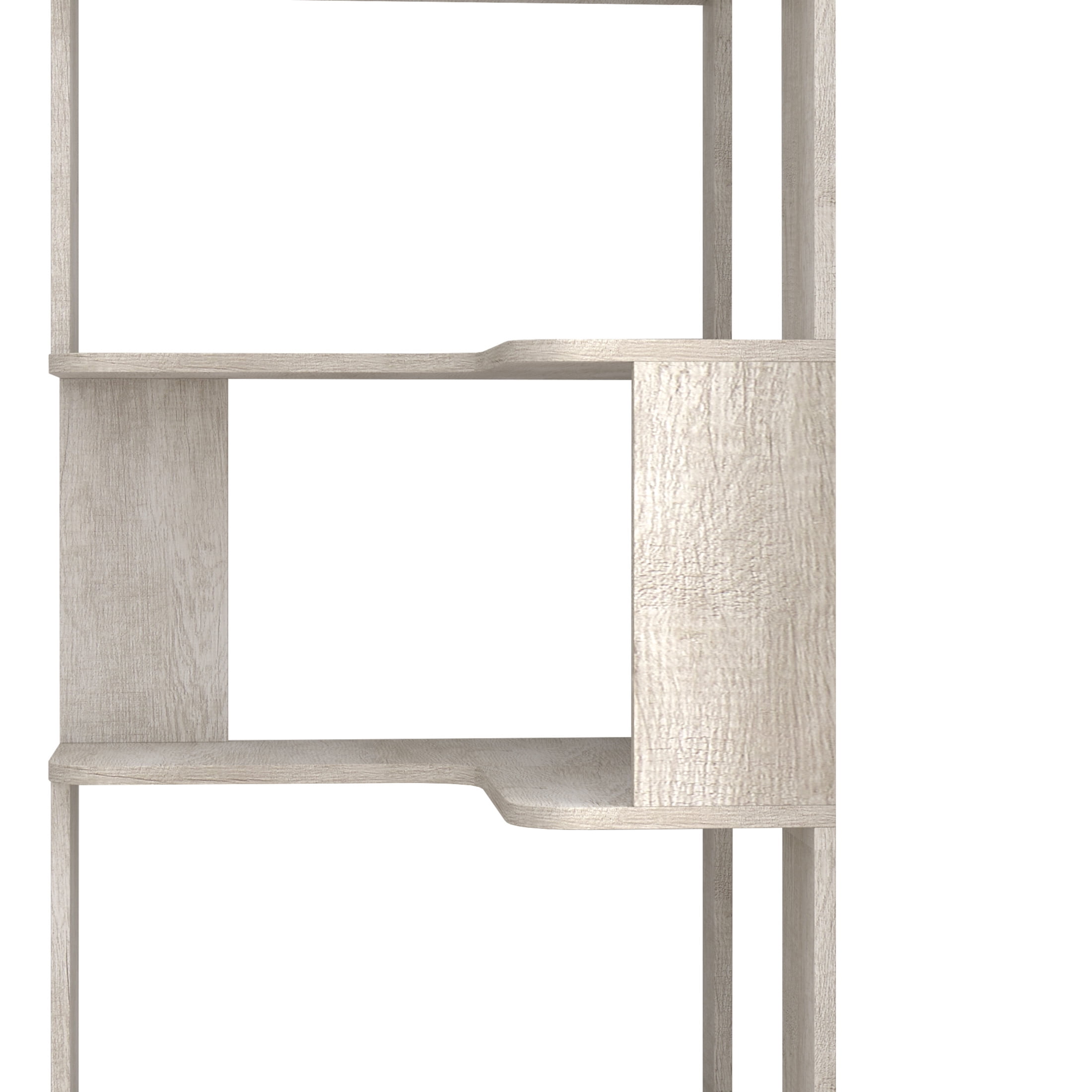 Noble House Vayen 65" L-Shaped Corner Bookshelf, 6-Tier Anti-Drop Wooden Bookcase, Open Storage Rack, Light Gray
