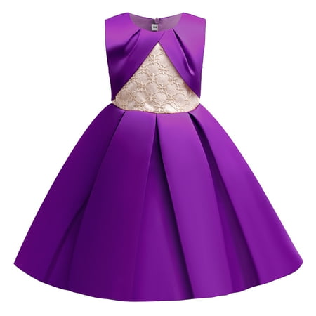 

NZRVAWS Toddler Baby Girls Dress 2 Years Girls Full Dress 3 Years Girls Sleeveless Dress 1PCS Princess Dress Purple