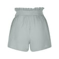 thumbnail image 6 of Annhoo Cotton Linen Shorts for Women Bowknot Tie High Waist Ruffle Pockets Wide Leg Casual Comfy Shorts, 6 of 6