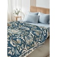 thumbnail image 4 of Blue Boho Flowers Twim Size Flat Sheet, Wrinkleproof & Fadeproof Cooling Flat Bed Sheet Only, Country Vintage Abstract Floral Breathable Soft Bedding Top Sheets 66 x 96 Inches, 4 of 8