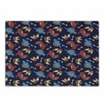 thumbnail image 1 of Dinosaur Cutting Board, 3 Different Cartoon Dinosaurs Funny Expressions and Bones Theme, Decorative Tempered Glass Cutting and Serving Board, Small Size, Navy Blue Orange Red, by Ambesonne, 1 of 1