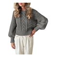 thumbnail image 1 of SUNSIOM Women's Cable Knit Sweaters Long Sleeve Round Neck Solid Color Pullovers Knit Tops, 1 of 6