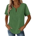 thumbnail image 4 of Homenesgenics Tops for Women Plus Size Short Sleeve V-Neck Eyelet Casual Shirt / Tops Green L, 4 of 8