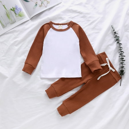 

Binpure Boy Cotton Knitted Outfits Long Sleeve Ruffle Tops + Pants Clothes Sets