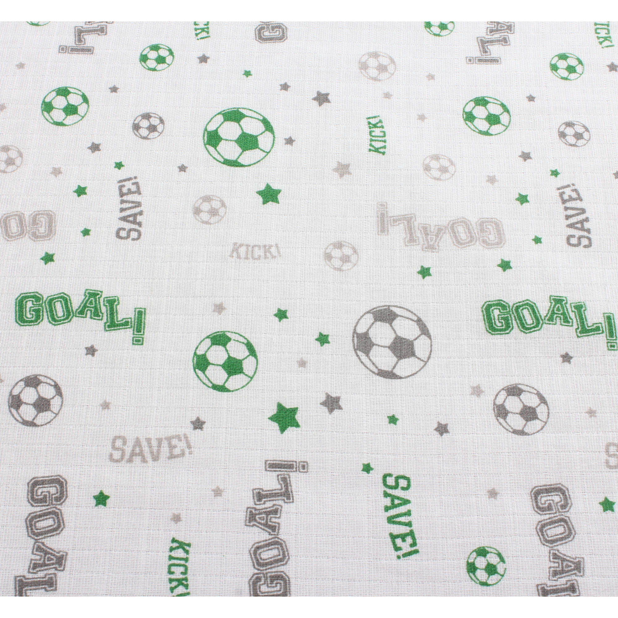 Bacati - Sports 100% Cotton Muslin 4-Piece Toddler Bedding Set, Soccer Green/Grey