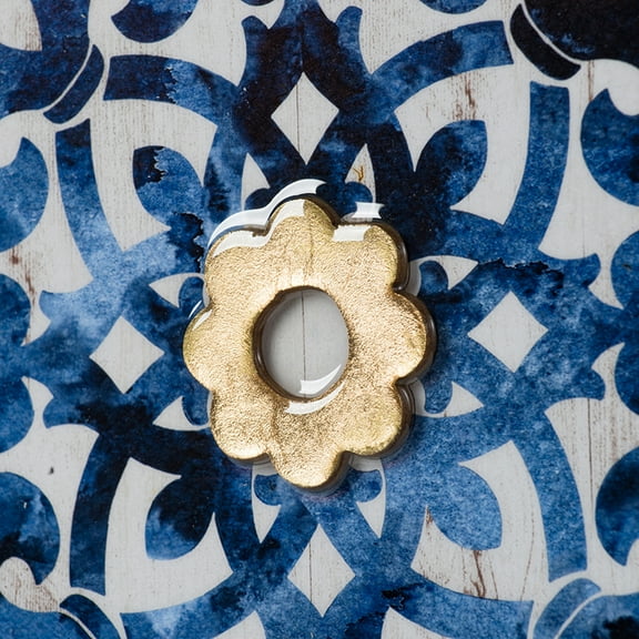 LiviNest Abstract Wall Art Set: Bohemian Blue White Gold Decor - 4 Piece 9.5x9.5 Inch Framed Wall Accents for Living Room Bedroom Office