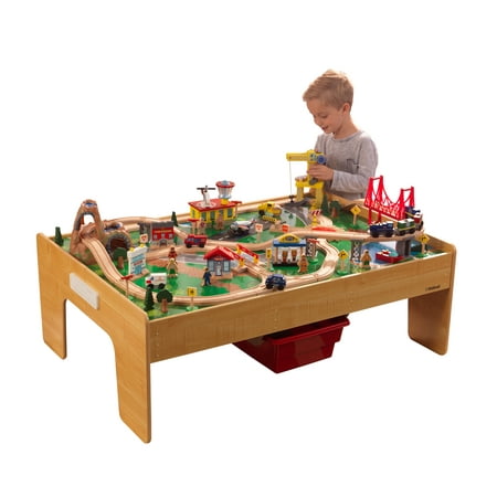 KidKraft Adventure Town Railway Train Set & Table with EZ Kraft Assembly and 120