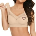 thumbnail image 2 of Gmluru Womens Bras Comfortable Underwire Free Vest And Underwear Thin Side - Fold With Nipple Daily Bra Beige, 2 of 8