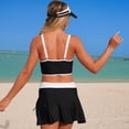 thumbnail image 5 of Vhkiploz 2 Piece Tankini Swimsuit for Women Pleated Drawstring Tank Top with High Waist Skirt Summer Swim Skirt Set Beach Pool Party Outfit Bathing Suit Black XL, 5 of 5